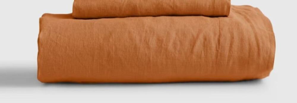 Quince Terracotta Linen Twin 2 Piece Sheet Set Fitted Sheet & Pillowcase NEW